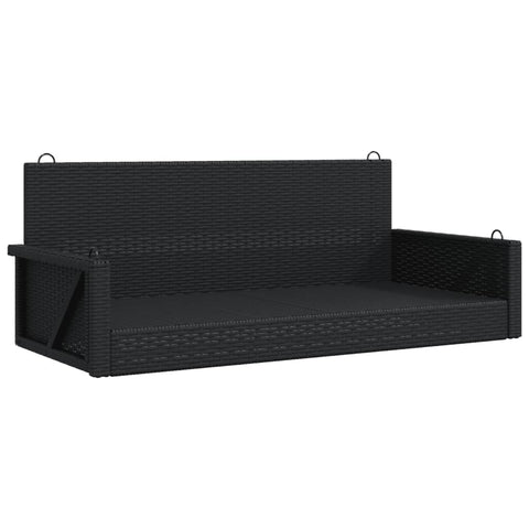 vidaxl Swing Bench - Black Poly Rattan Patio Hammock Chair - pe Rattan Garden Seating - 46.9"x22"x18.9"