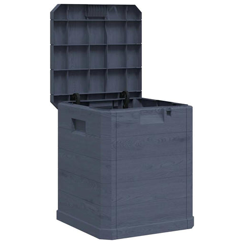 vidaXL Anthracite Patio Storage Box - Durable, Weather-Resistant Outdoor Storage Solution with Wooden Texture Design, 23.8 gal Capacity, Easy Assembly, Lockable Feature