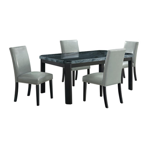 Picket House Celine 5PC Dining Set Table & Four Grey Faux Leather Chairs
