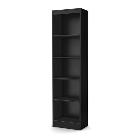 FastFurnishings 5-Shelf Narrow Bookcase Black Finish