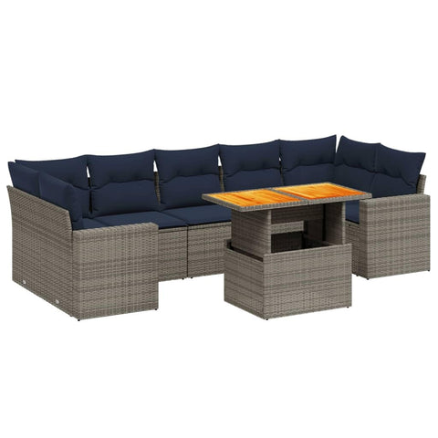 vidaXL Patio Sofa Set with Cushions 8 Piece, Outdoor Sectional Sofa Couch, Patio Conversation Set for Garden Backyard, Gray Poly Rattan