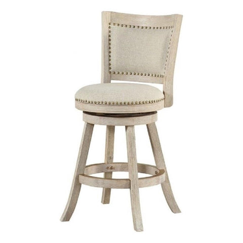 Boraam Melrose Ivory Fabric Swivel Wood Counter Stool - Ivory Wire-Brush