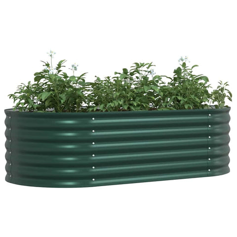 vidaXL Green Garden Raised Bed 63 x 31.5 x 17.3 in Made of Galvanized Steel with Modern Design for Outdoor Use Planter Container for Vegetable Flower Herb Gardening Patio