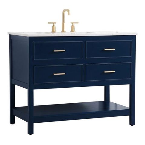 Elegant Decor Sinclaire 42" Aluminum Alloy & MDF Single Bathroom Vanity in Blue