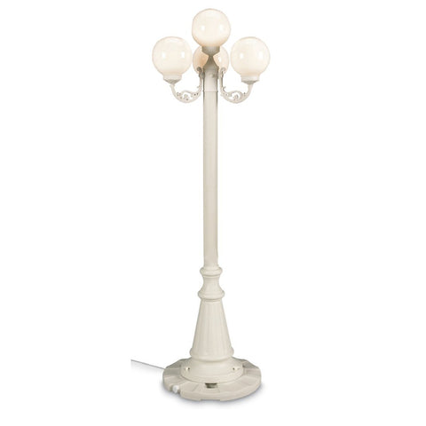 Patio Living Concepts 00371-PLC, 80" H, European Park Style Four Globe Plug-in Outdoor White, Weather Resistant, Aluminum, Patio Lantern, inch