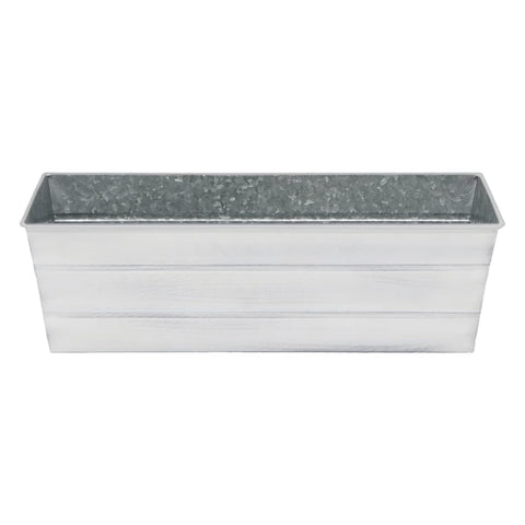 Oakestry Galvanized Steel Flower Box Planter Medium Cape Cod White Outdoor Window Balcony Deck Garden Planter Weather Resistant Metal Box for Flowers Herbs Seasonal Greenery