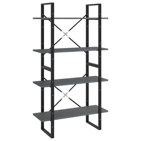 vidaXL 4-Tier Book Cabinet Gray 31.5"x11.8"x55.1" Solid Pine Wood