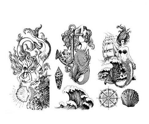 Redesign with Prima - Mermaid Treasure - Small Transfers 6"x12" 3 Sheets Rub on Transfers for Furniture Vintage Rub on Transfers Stickers for Crafts Classic Spring Summer Autumn Decoration Transfers…