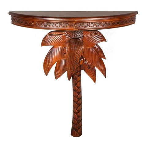 International Caravan Furniture Piece Windsor Carved Exotic Palm Tree Wall Table