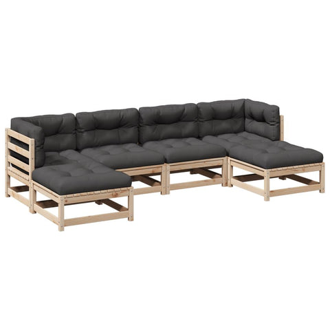 vidaXL Garden Sofa Set 6-Piece Garden Furniture Set with Cushion Slatted Design, Seating Set for Garden Patio, Modular Garden Sofa Lounge, Solid Pine Wood