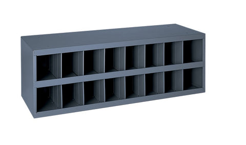 Durham 353-95 Gray Cold Rolled Steel 16 Opening Bin with Slope Self Design, 33-3/4" Width x 11-1/2" Height x 12" Depth