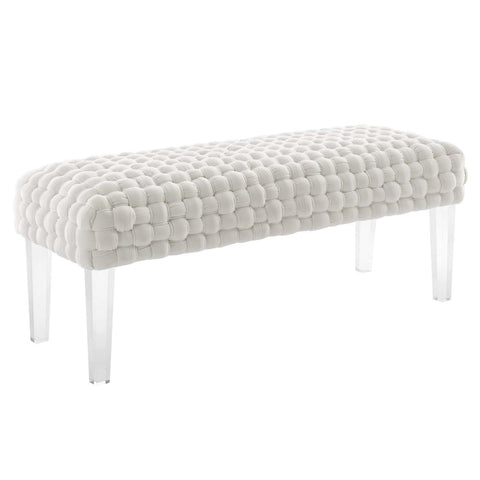 Modway Prologue Woven Performance Velvet Ottoman with White Finish EEI-5037-WHI