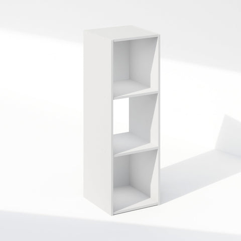 Furinno PELLI Book Shelf, 3-Cube Bookshelf, Cube Storage Organizer Bookcase, 11.7 x 12.1 x 35.4, for Living Room, Bedroom, Home Office, White