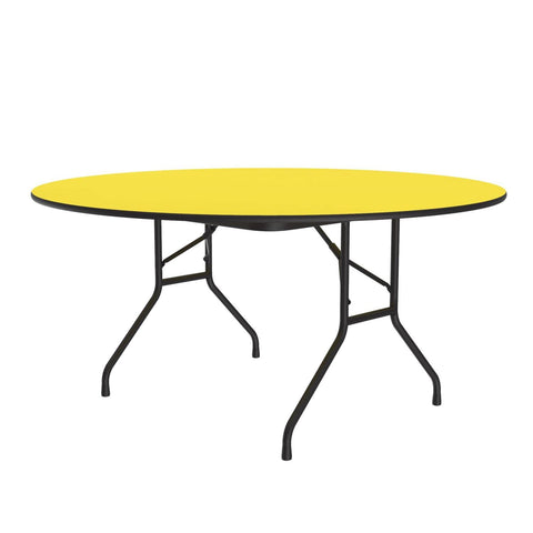 0.75 in. High Pressure Round Folding Table in Walnut (60 in./Yellow)
