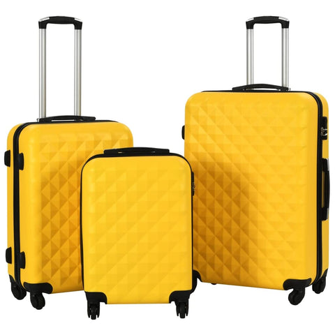 vidaXL 3 pcs Hardcase Trolley Set - Durable ABS Material Travel Luggage in Yellow with 360-Degree Castors and Security Locks, Different Sizes Set Included