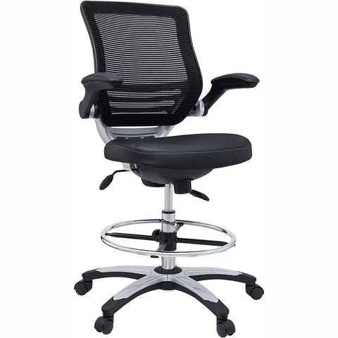 Oakestry Ergonomic Drafting Chair with Flip-Up Arms Adjustable Height Footrest Mesh Back Tall Office Chair for Standing Desk Reception Counter Bar Stool, Black