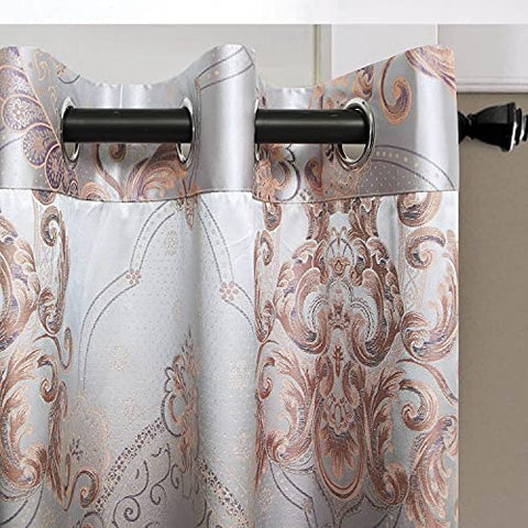 Curtains Damask Jacquard Grommet Semi-Blackout Tall 60x100 Bordeaux by Dolce-Mela