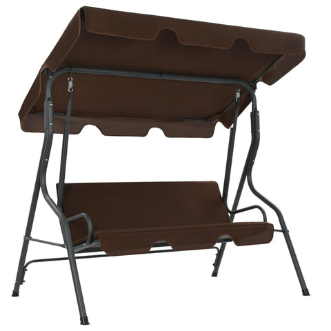 vidaXL Garden Swing Seat Coffee Powder-Coated Steel Frame