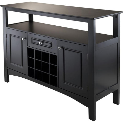 Oakestry Jasper Buffet Black Elegant Modern Storage Cabinet Solid Wood Versatile Stylish Dining Room Sideboard Compact Space Saving Sleek Durable Contemporary Furniture Essential