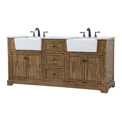 Elegant Decor Franklin 72" Aluminum MDF Double Bathroom Vanity in Driftwood