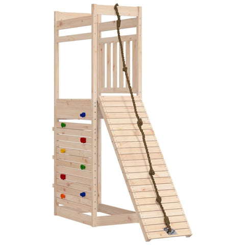 vidaXL Outdoor Playset, Outdoor Backyard Wooden Playground Equipment with Rockwall, Playground Set for Kids Age 3-8 Years, Solid Wood Pine