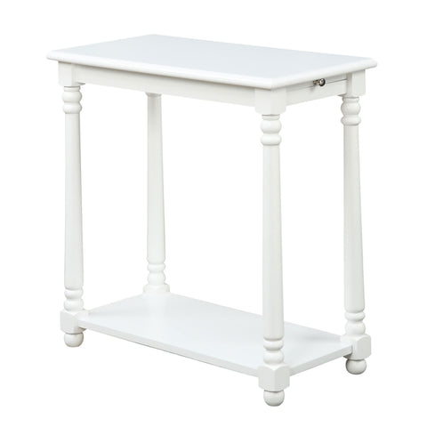 Convenience Concepts French Country Regent Chairside End Table 23.75" - Traditional Farmhouse Side Table with Pull-Out Table Shelf, End Table with Storage Shelf for Living Room, White