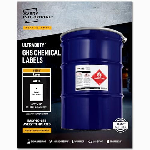 Ultraduty Ghs Chemical Waterproof And Uv Resistant Labels 8.5 X 11 White 50/box