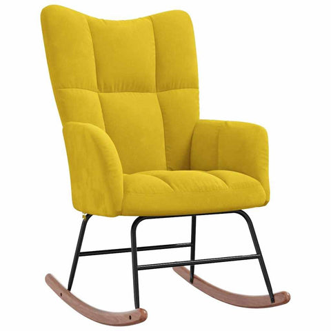 vidaXL Mustard Yellow Velvet Rocking Chair-Luxurious Modern Design, Comfortable Foam-Padded Seat, Soft Touch Velvet Upholstery, Steel Frame with Wooden Rocking Rails