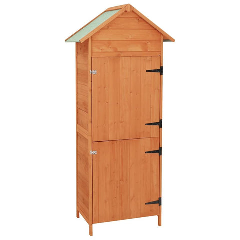 vidaXL Wooden Patio Storage Cabinet Brown - Compact Design, Ample Space for Tools, Durable Wooden Frame, Waterproof and Moisture-