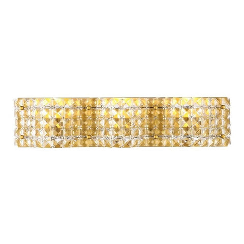 Living District Ollie Mid-Century Modern 3 Light Entryway and Bathroom Wall Sconce in Brass and Clear Crystals
