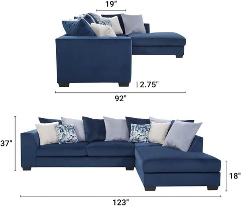 American Furniture Classics 8-A317V8-K Casual Comfort Sectional Sofa in Blue