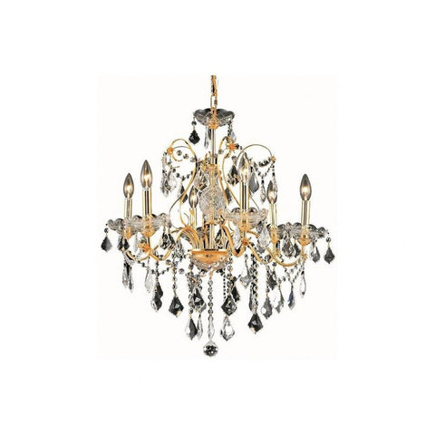 Elegant Lighting Indoor Modern Home Decorative Bright St. Francis 6 Light Gold Chandelier Clear Royal Cut Crystal