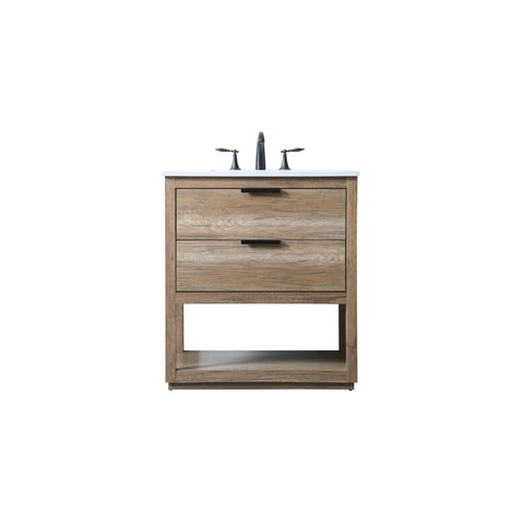 Elegant Kitchen and Bath Larkin 30" Solid Wood Single Bathroom Vanity in Oak