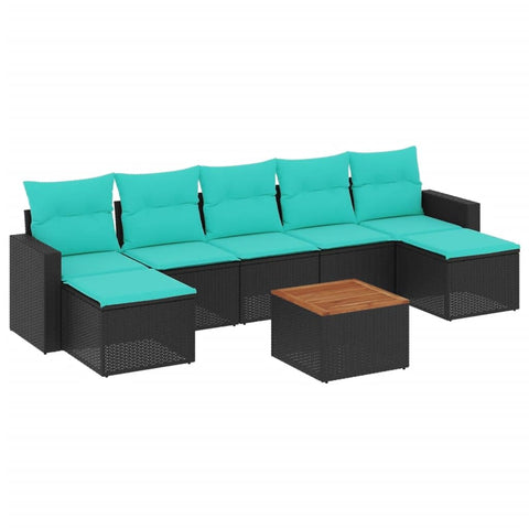 vidaXL Patio Sofa Set with Cushions 8 Piece, Outdoor Conversation Set, Sectional Sofa for Garden Balcony, Patio Furniture, Black Poly Rattan