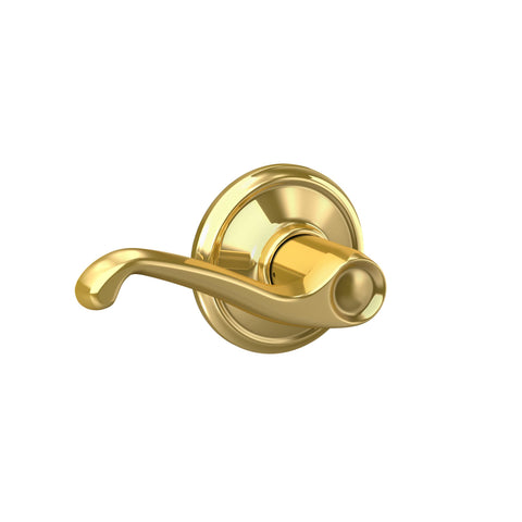 Schlage F10 V FLA 605 Flair Door Lever, Hall & Closet Passage Lock, Bright Brass