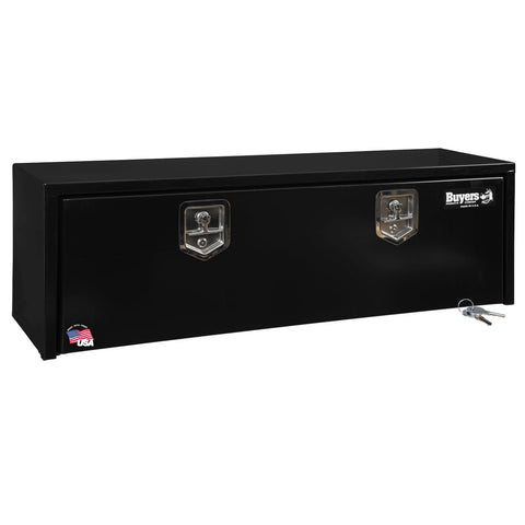 Buyers Products 1703328 Black Steel Underbody Truck Tool Box – 15 x 13 x 48 Inch - Truck Bed & Underbelly RV Storage Box, Locking T-Latch, Weather-Resistant, Heavy-Duty Flatbed Job Box, Made in USA