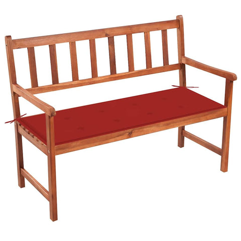 vidaXL Solid Acacia Wood Patio Bench with Red Cushion - Outdoor Garden Lounge Seat for Patio/Garden/Deck, ic 47.2"