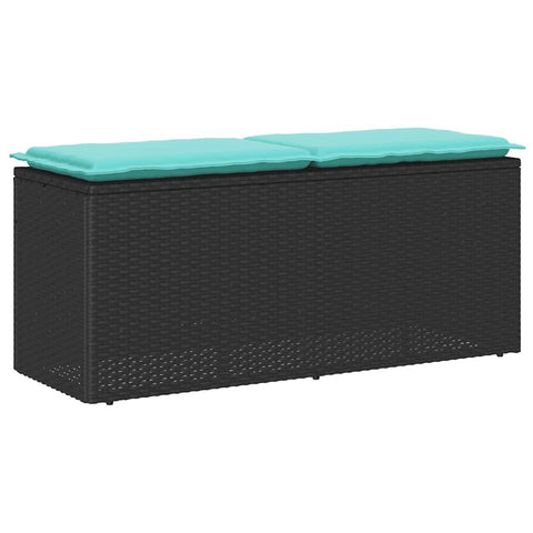 vidaXL Patio Bench with Cushion Black 43.3"x15.7"x17.3" Poly Rattan, Garden Bench, Garden Bench seat, Garden loveseat, Outdoor Bench, Park Bench