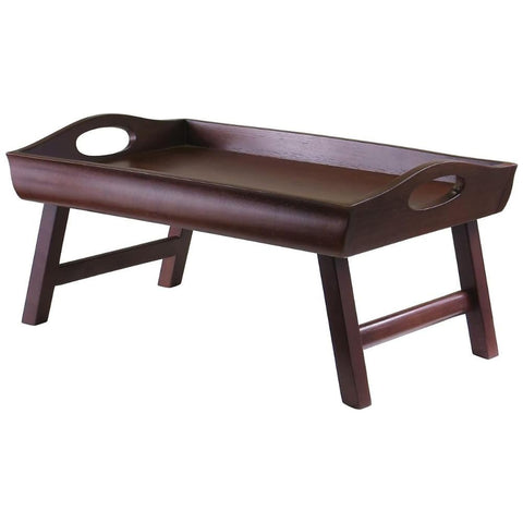 Oakestry Sedona Serving Bed Tray Antique Walnut Functional Serving Tray for Breakfast in Bed or Serving Drinks and Snacks Solid Wood Construction Legs and Frame Convenient Handles for Easy Carrying
