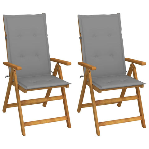vidaXL Outdoor Recliner Chairs 2 Pcs, Patio Reclining Chair with Cushions, Recliner Patio Lounge Chair for Garden, Retro Style, Solid Wood Acacia