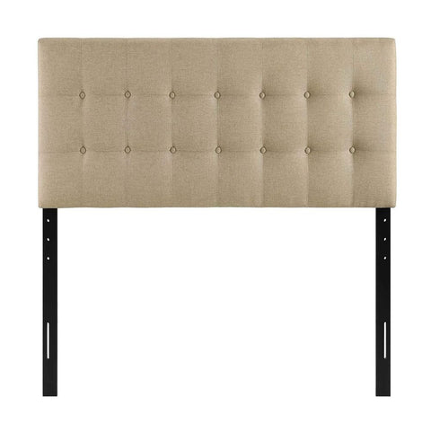 Oakestry Beige Linen Queen Headboard Upholstered Button Tufted Padded Panel Adjustable Modern Bedroom Décor Sturdy Wood Frame Elegant Bed Accent Comfortable Backrest