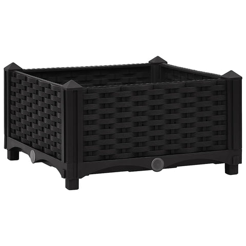 vidaXL Raised Bed - Durable Polypropylene Planter for Outdoor Gardening - Deep & Spacious, Ideal for Planting Flowers, Herbs and Vegetables â€” Black, 15.7" x 15.7" x 9.1"
