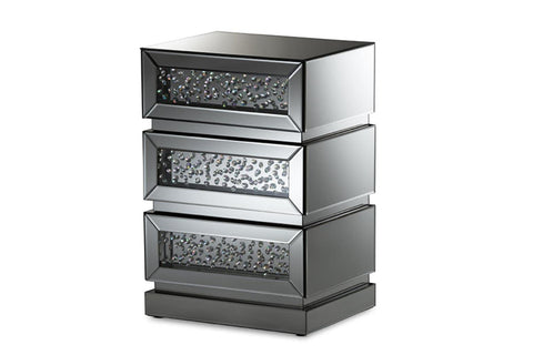Baxton Studio Sabrina Regency Glamour Style Mirrored 3-Drawer End Table
