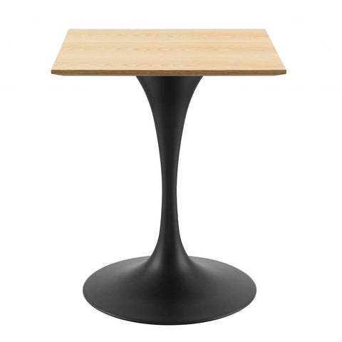 Modway Lippa Square Wood Grain 24" Dining Table in Black Natural