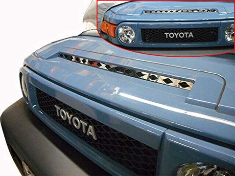 QAA Is Compatible With 2007-2010 Toyota FJ Cruiser 1 Piece Stainless Front Grille Accent Trim, Upper Hood SG27142