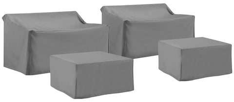 4Pc Outdoor Sectional Furniture Cover Set Gray - 2 Loveseat & 2 Square Table/Ottoman