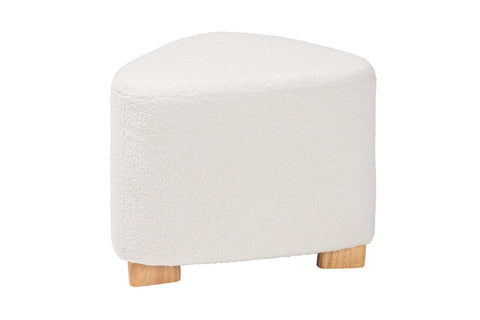 Baxton Studio Brielle Modern and Contemporary Ivory Boucle Upholstered and Natural Brown Finished Wood Ottoman