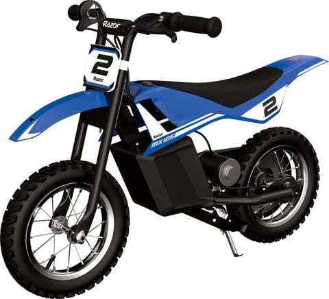 Razor MX125 Dirt Rocket Electric-Powered Bike with Authentic Motocross Geometry, Rear-Wheel Drive,100-watt, high-Torque, Chain-Driven Motor, for Kids 7+, Blue