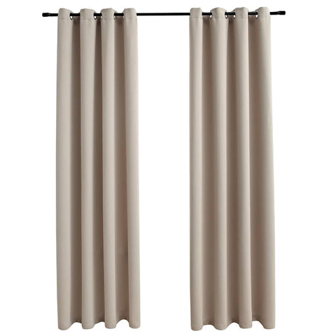 vidaXL Beige Blackout Curtains with Rings - 54"x95" - Made from 100% Polyester - Easy to Install and Machine Washable - Set of 2