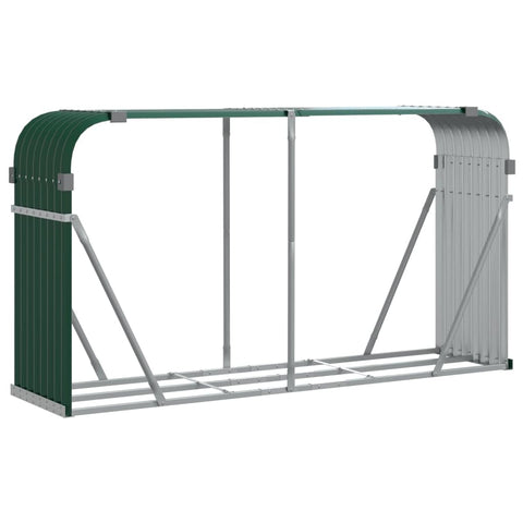 vidaXL Log Holder, Patio Deck Firewood Rack Wood Storage, Log Holder for Outdoor Indoor Fireplace, Green 92.1"x17.7"x39.4" Galvanized Steel